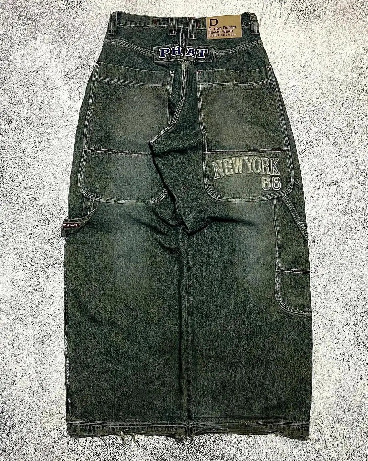 Y2K American New Fashion Oversized Printed Washed Black Baggy Jeans Women Gothic Harajuku Vintage Rock High Waist Wide Leg Pants