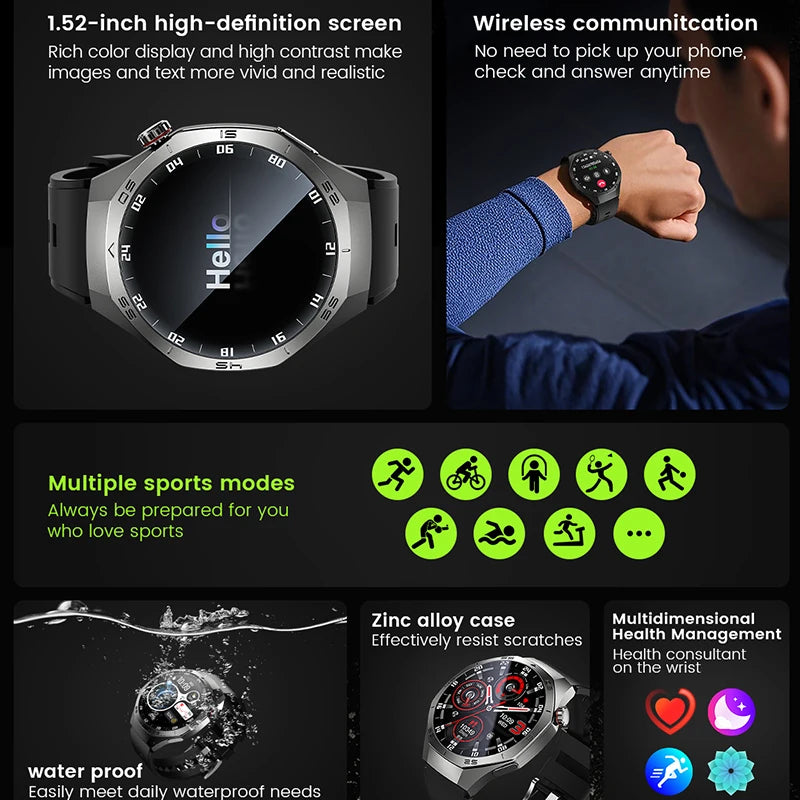 2025New For Huawei GT5 Pro Smart Watch Men HD AMOLED Screen GPS Motion trajectory HeartRate Bluetooth Call 1.52" SmartWatch IP68