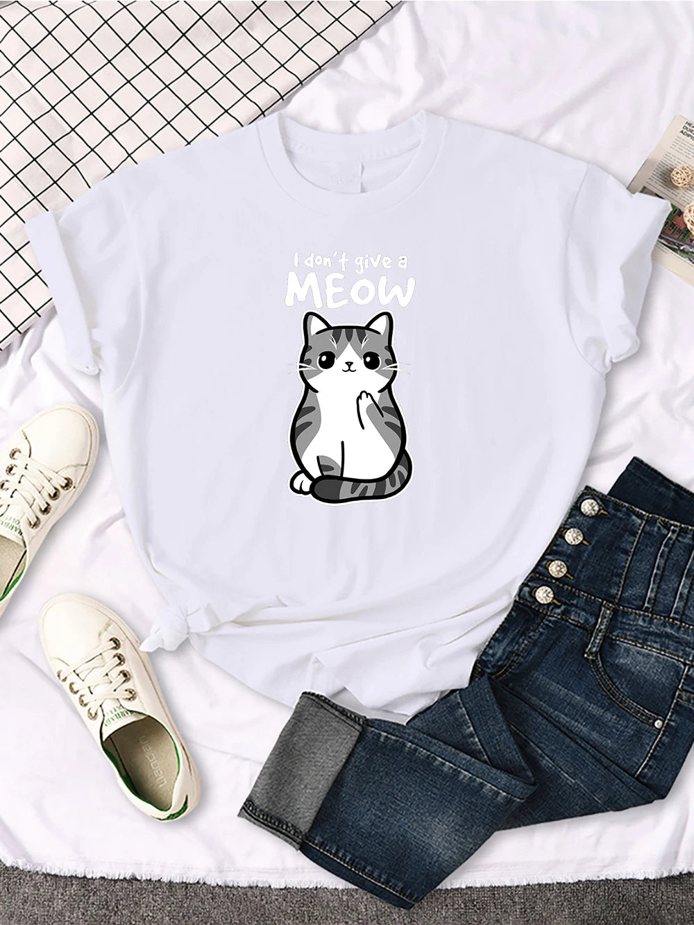 Lovely Cat Printing Women Tshirts Street Breathable New Short Sleeve Casual Fashion Tee Shirt Summer Cool Comfortable Clothing