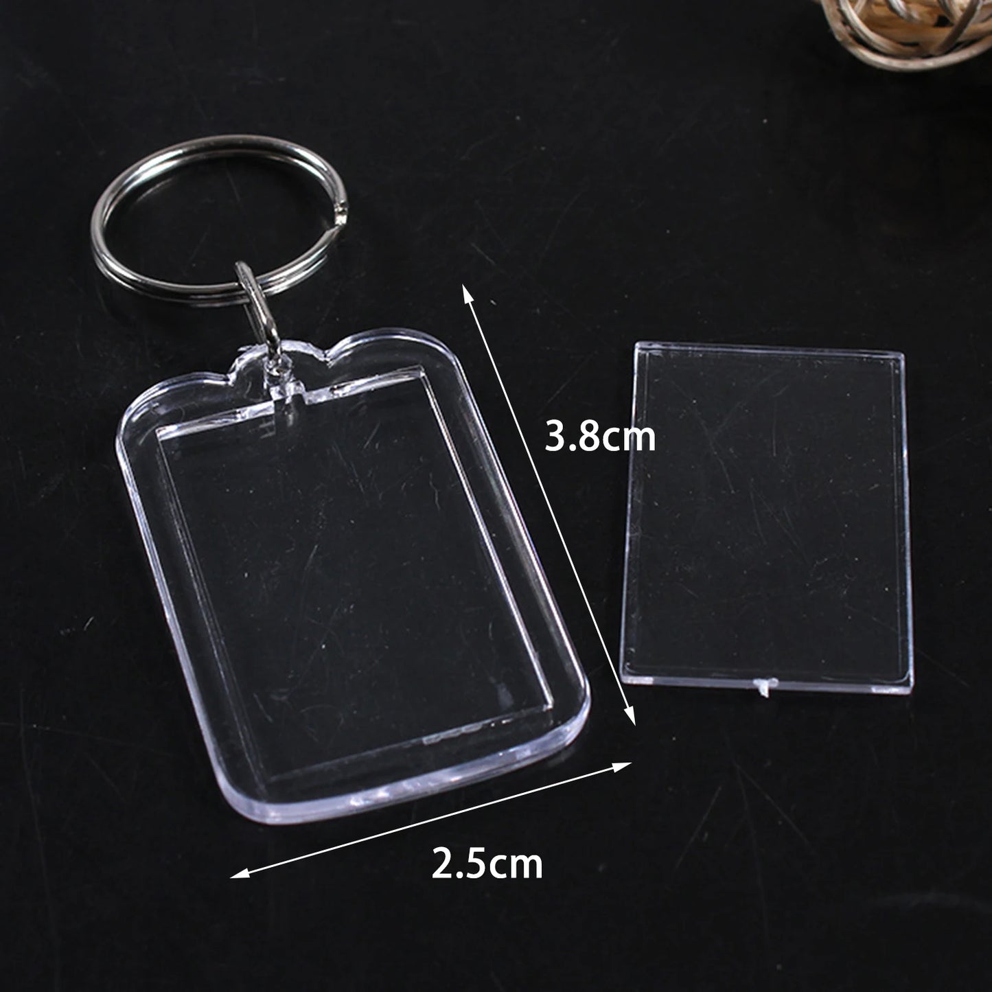 1PC Acrylic Photo Frame Keychain Photo Insert Keyrings Transparent Blank Rectangle Square For Double-Sided Photos DIY Supplies