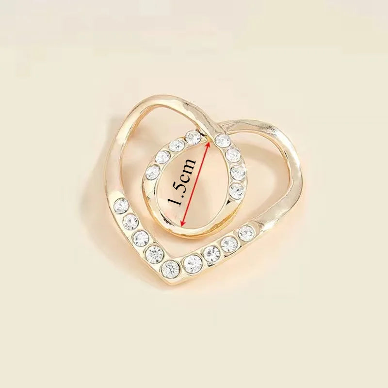 1pcs Simple Peach Heart Rhinestone Metal Scarf Buckle Women's Multi-functional Corner Artifact Summer Corner Knot Buckle