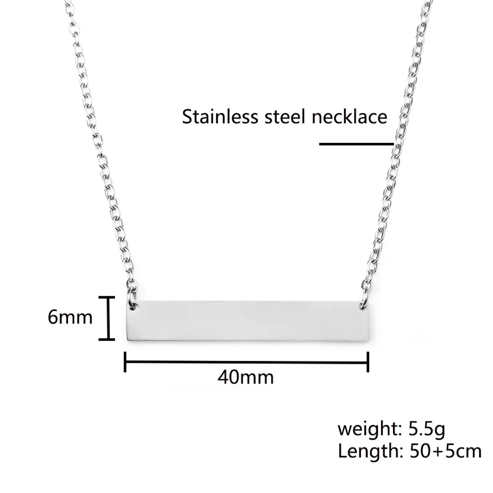Stainless Steel 40mm Bar Engraved Pendant Necklace 4 Colors Customized Name Necklace For Women Men Personalized Jewelry Gift