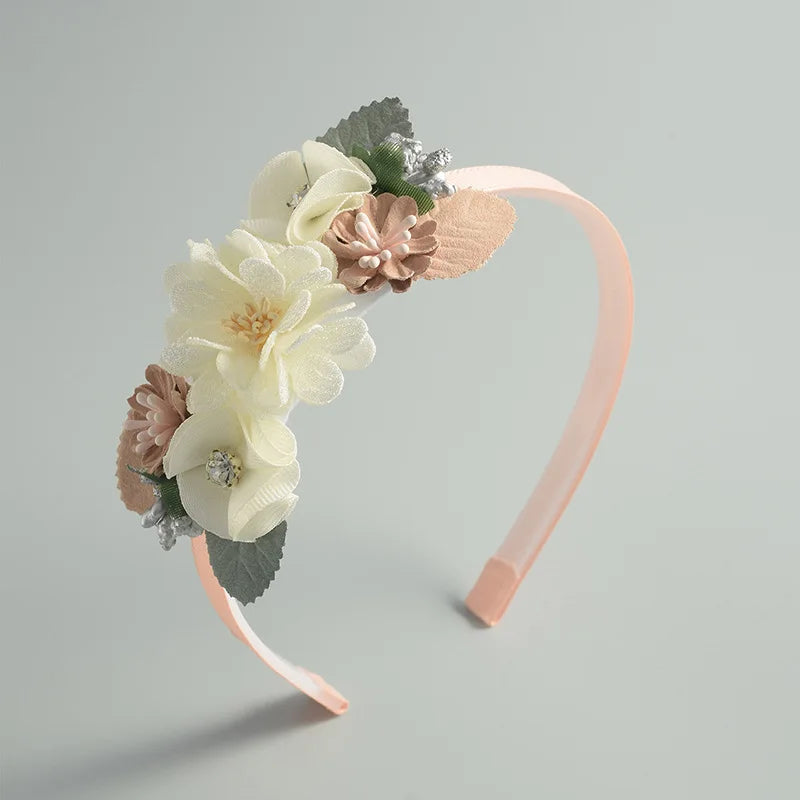 Advanced Handmade Flower Girls Headbands Cute Pearl Feather Wedding Crown Princess Dance Party Headwear Fashion Hoop Accessories
