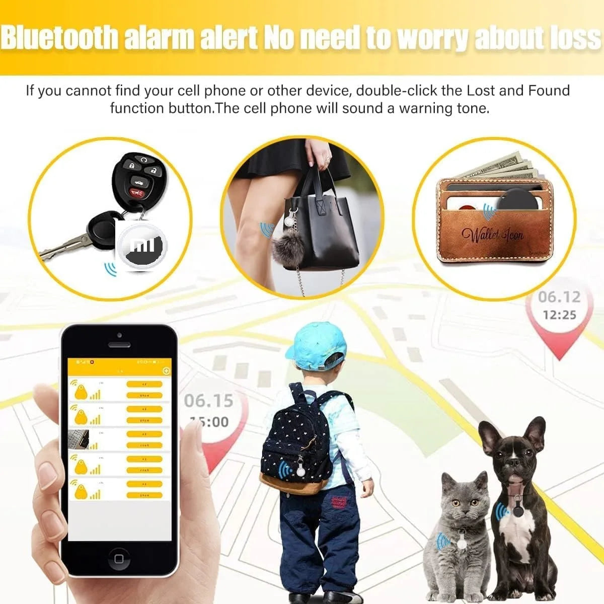 GPs For App Phone Airtage Bluetooth Tag Find My app Anti-lose Tracker SoundLocate Message Reminder Alarm Key Finder Pet GPS Loct