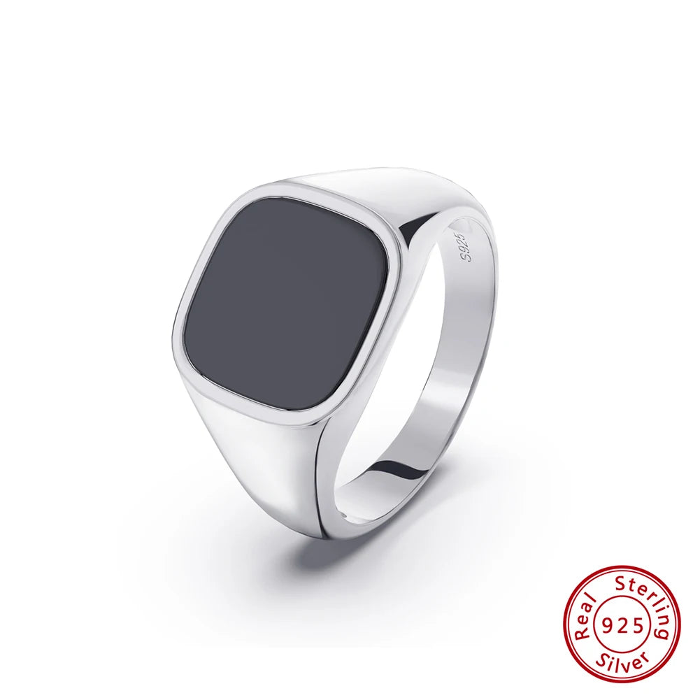 Inele Effie Queen Eternity din argint 925, aur de 18K, 12 mm, design minimalist cu agat negru, mărime 10/11/12/13, cadou de petrecere NMR01