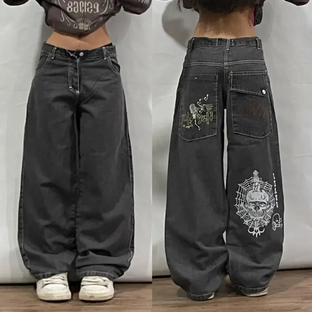 Y2K Minimalist Men's Jeans Retro Pocket Embroidered Loose Korean Casual Harajuku High Waist Aesthetic Couple Wide Leg Pants