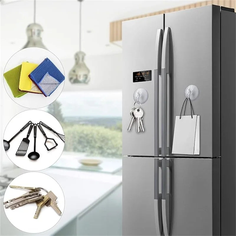 10PCS Suction Cup Hooks Strong Suction Cup Holder with Plastic Hooks For Glass Window Home Kitchen Bathroom Wall Hook Hanger