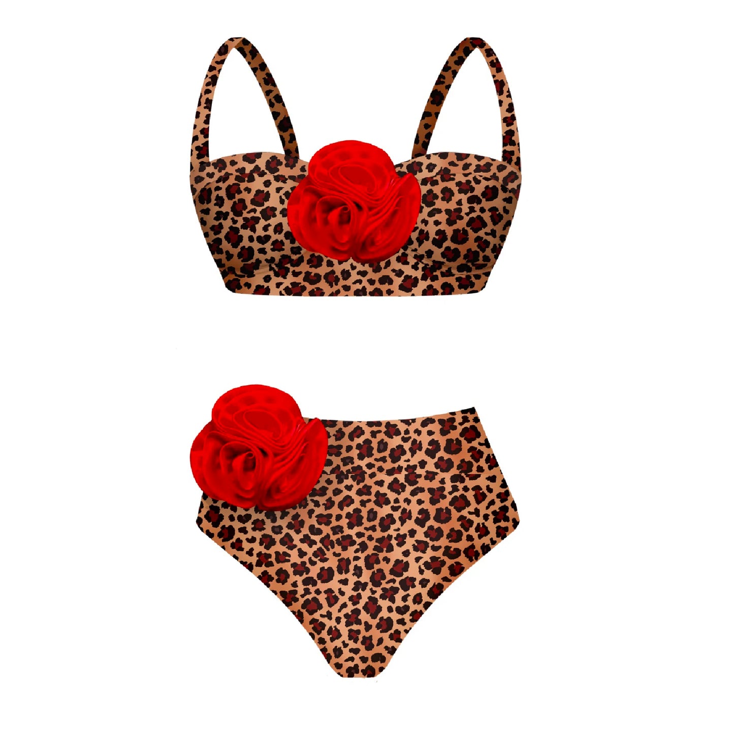 2024 3D Flower Bikini Underwire Swimsuit High Waist Swimwear for Women Push Up Two Piece Bathing Suits Summer Female