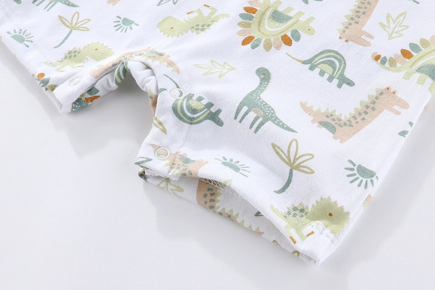 2 Pcs Cartoon Dinosaur Baby Boy Flat-angle Jumpsuits Short Sleeves Newborn Rompers 0-9M Infant Clothes