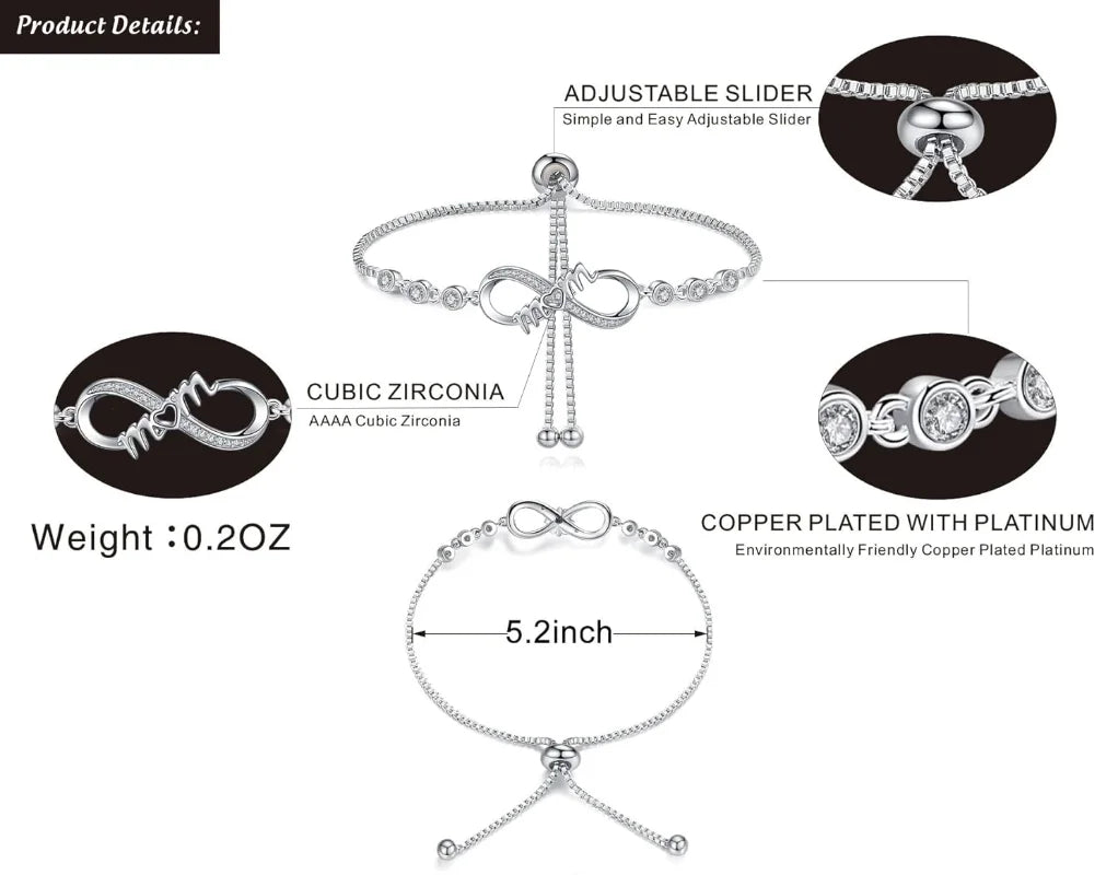 Infinity Love Bracelets for Women Girls, Birthday Mothers Day Jewelry Gifts for Her Girlfriend Wife Mom from Daughter Son