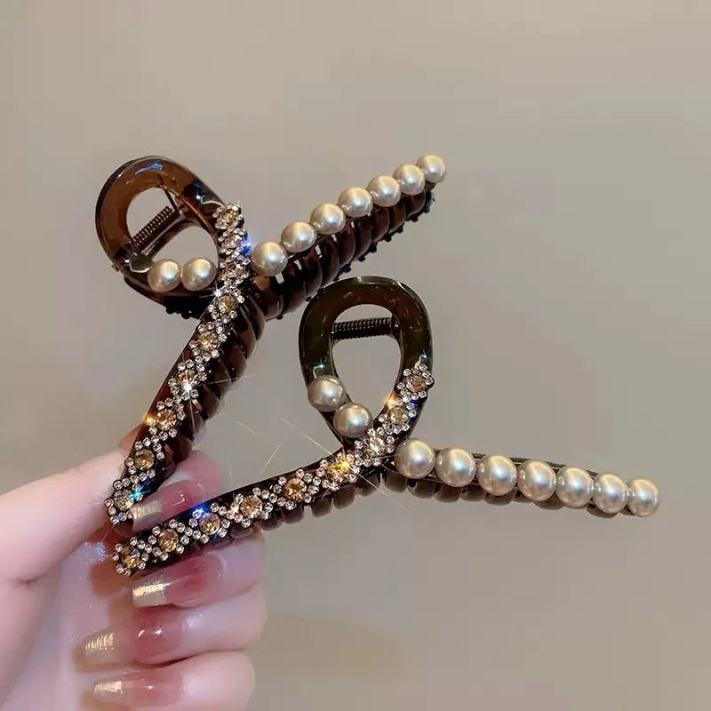 Luxury Hair Accessories With Diamond And Pearl For Women