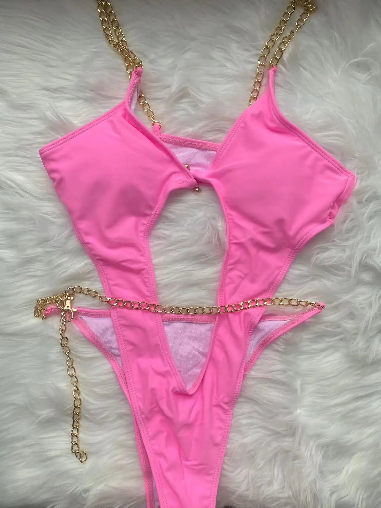 Women Luxury Sexy Swimsuit Halter Push Up Bandage Swimwear Bikini Thong Swimsuit Chain Push Up Beachwear