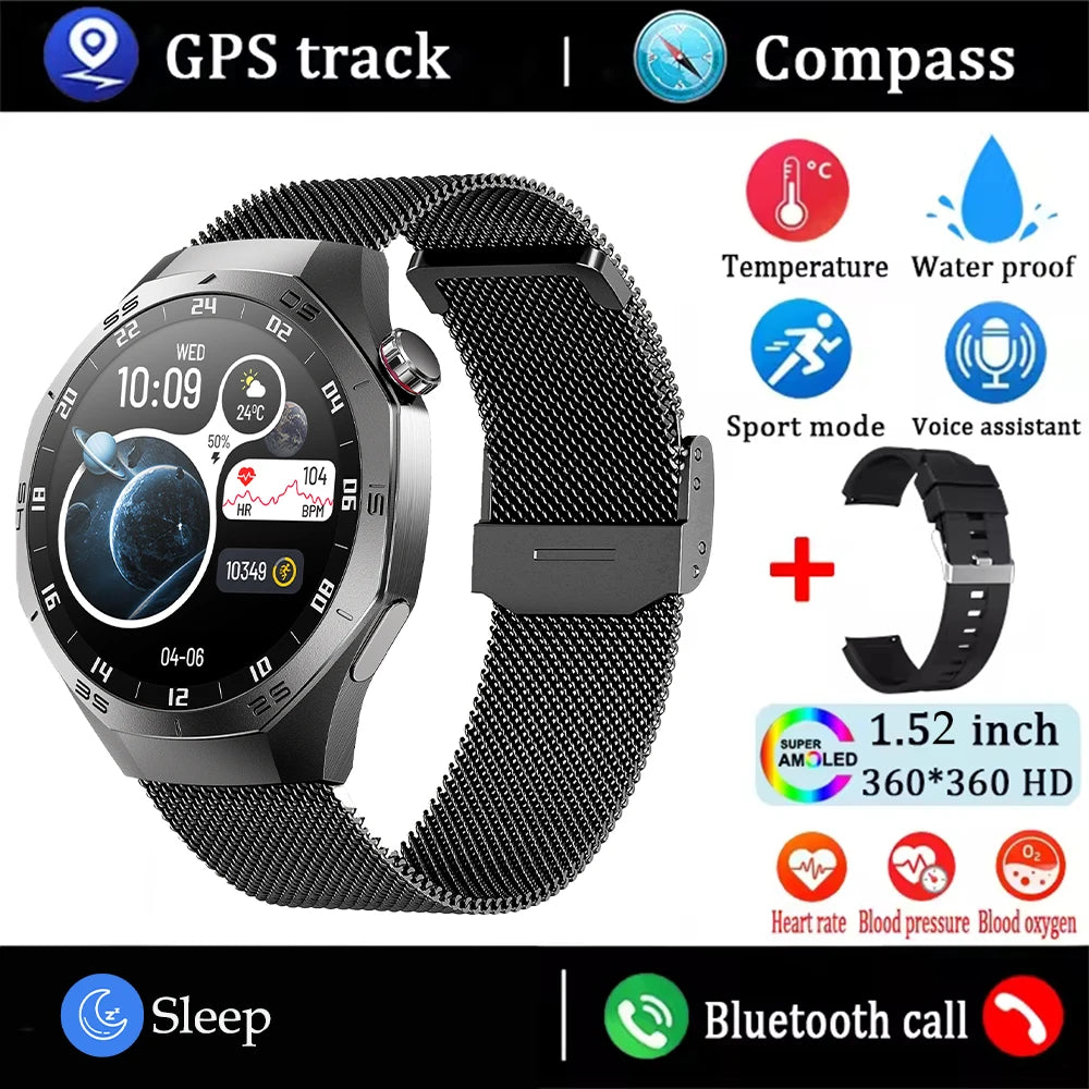 2025New For Huawei GT5 Pro Smart Watch Men HD AMOLED Screen GPS Motion trajectory HeartRate Bluetooth Call 1.52" SmartWatch IP68
