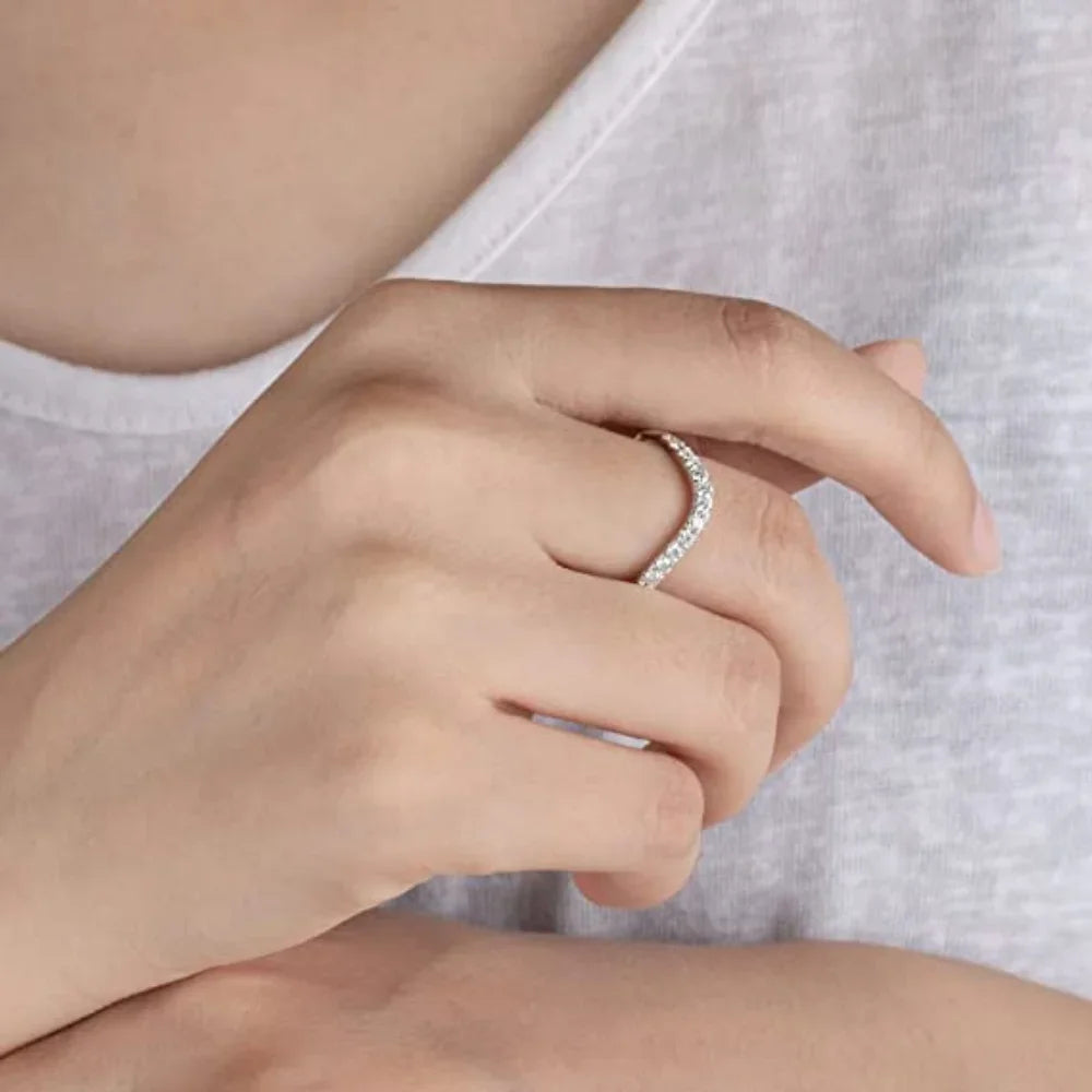 Moissanite Ring for Woman Curve Wedding Band 925 Sterling Silver D VVS1 0.39ct Lab Diamond Couple Promise Ring Fine Jewelry Gift