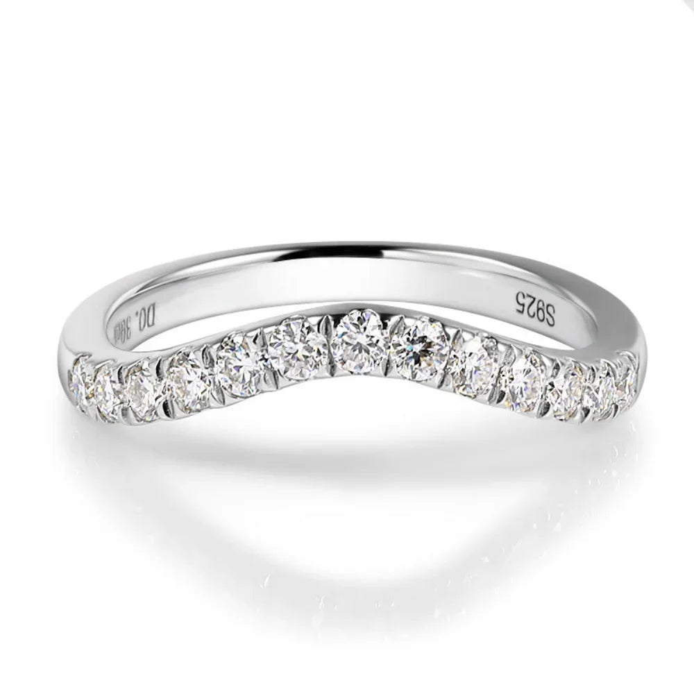 Moissanite Ring for Woman Curve Wedding Band 925 Sterling Silver D VVS1 0.39ct Lab Diamond Couple Promise Ring Fine Jewelry Gift