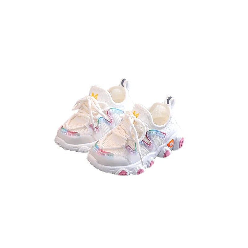 2024 Breathable Toddler Boy Sneakers Stretch Fabric Fashionable Baby Running Shoes Pink School Girl Sports Shoes Sneakers D07083