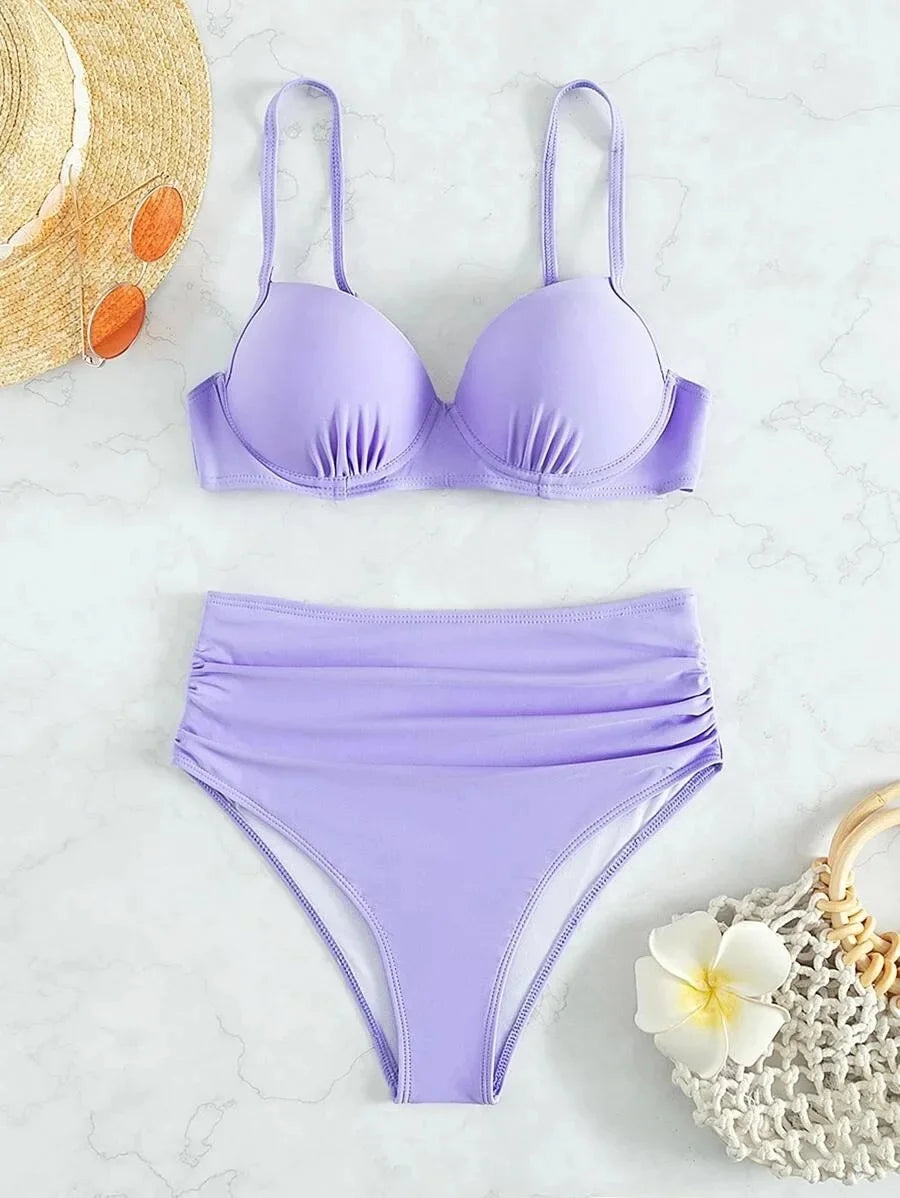 Sexy Print Bikini Swimsuit Women's Two-Piece Swimming Costume Separate Design Attractive Beachwear Female Models Fashionable