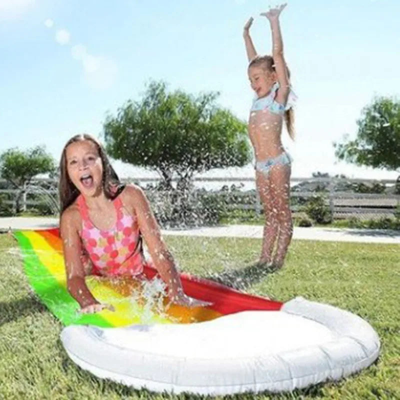 Inflatable Lawn Water Slide Summer Slip Waterslide Water Splash Play Toys with Build in Sprinkler Backyard Outdoor Fun for Kids