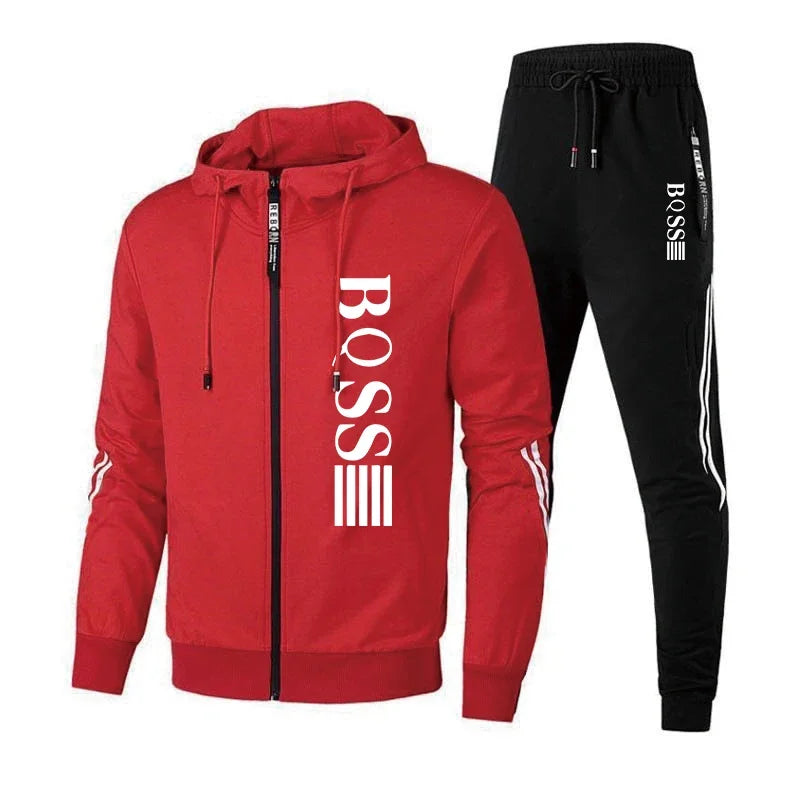 2024 Mens Tracksuits Casual Sweatpants Printing Zipper Hooded Sweatshirt Fashion Versatile Coat Outdoors Jogging Sports Clothing