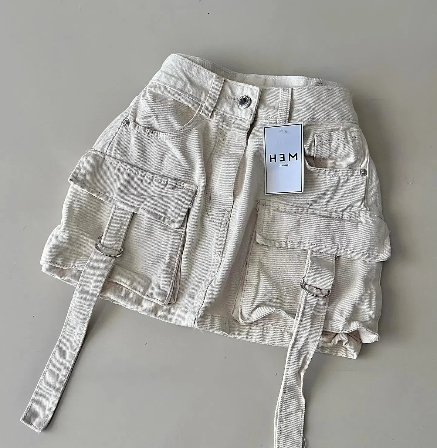 Y2K Short Skirt Fashion Gothic Cargo Baggy Denim Shorts Retro Blue Multi Pocket Denim Shorts Womens High Waist Slim Mini Skirt