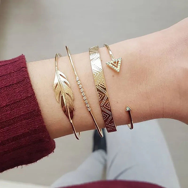 YOBEST 2024 New Heart Beads Chain Bracelets for Women, Silver Color Trendy Geometric Bracelets Set, Party Jewelry Accessories