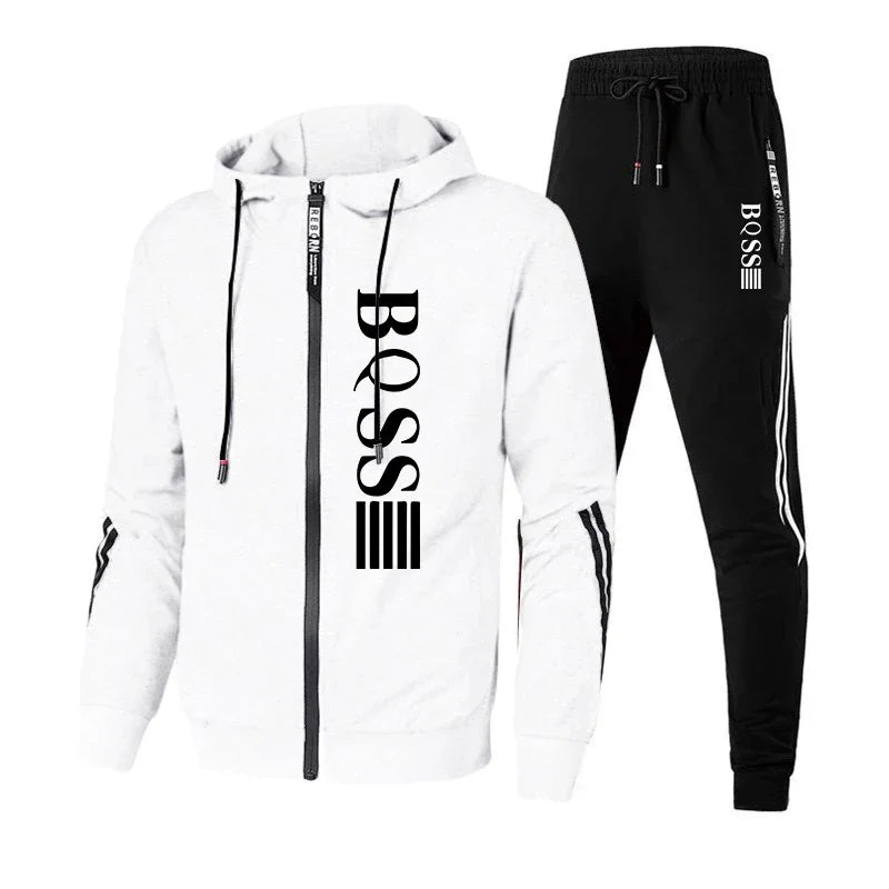 2024 Mens Tracksuits Casual Sweatpants Printing Zipper Hooded Sweatshirt Fashion Versatile Coat Outdoors Jogging Sports Clothing