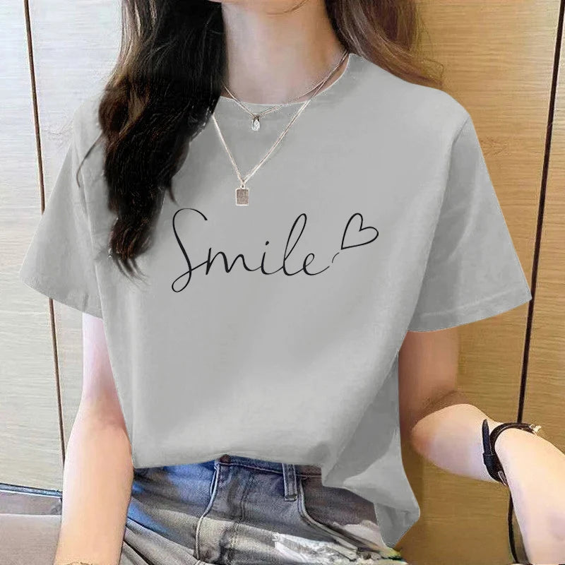 2025Summer Loose Women's T-Shirt High Quality O Neck Solid Color Short Sleeve Women's Business Wear Short Sleeve T-Shirt CCXX179