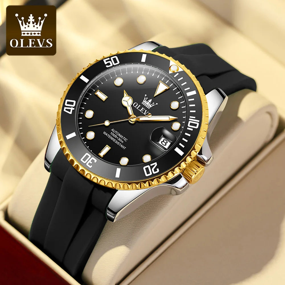 OLEVS 6650 Men's Watches Diving Series Waterproof Stainless steel Auto Date Automatic Mechanical Watch for Men