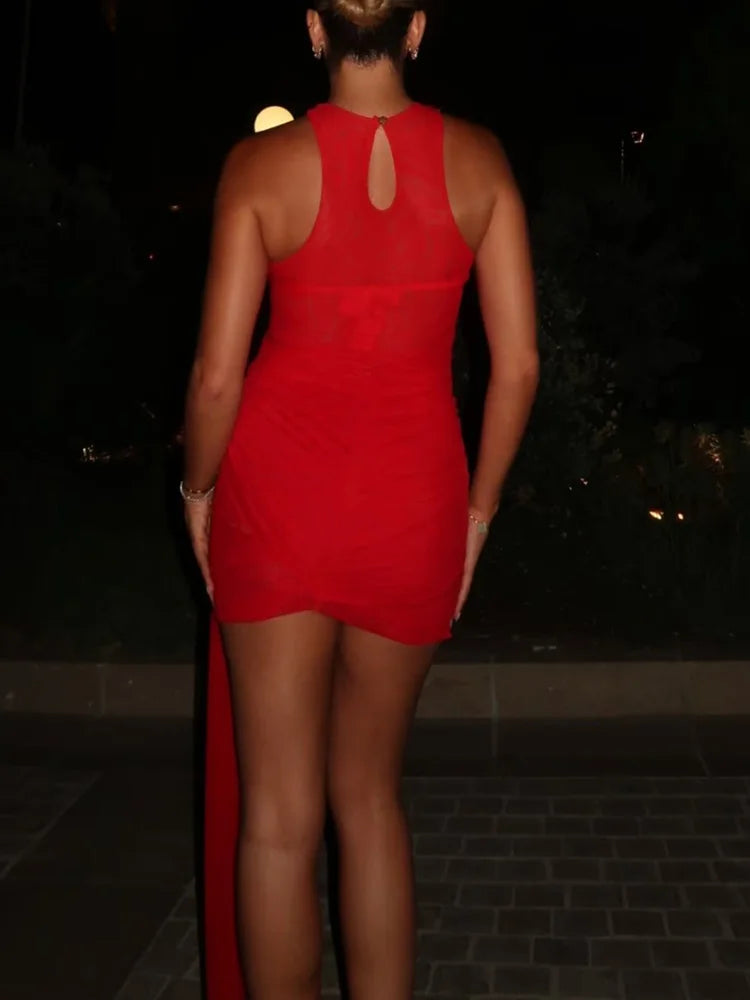 ZRTAK Sexy Wrap Around Cover Up Mesh Red Cover-ups tail dress Beach Wear Mesh Beathing Suit Beachwear Female Women