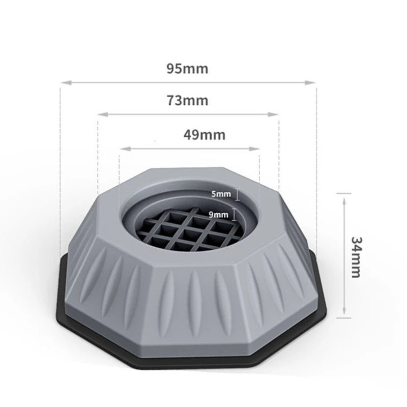 Universal anti-slip mat for washing machine base, shock absorption, table furniture, home appliances, silent balance, 4PCs