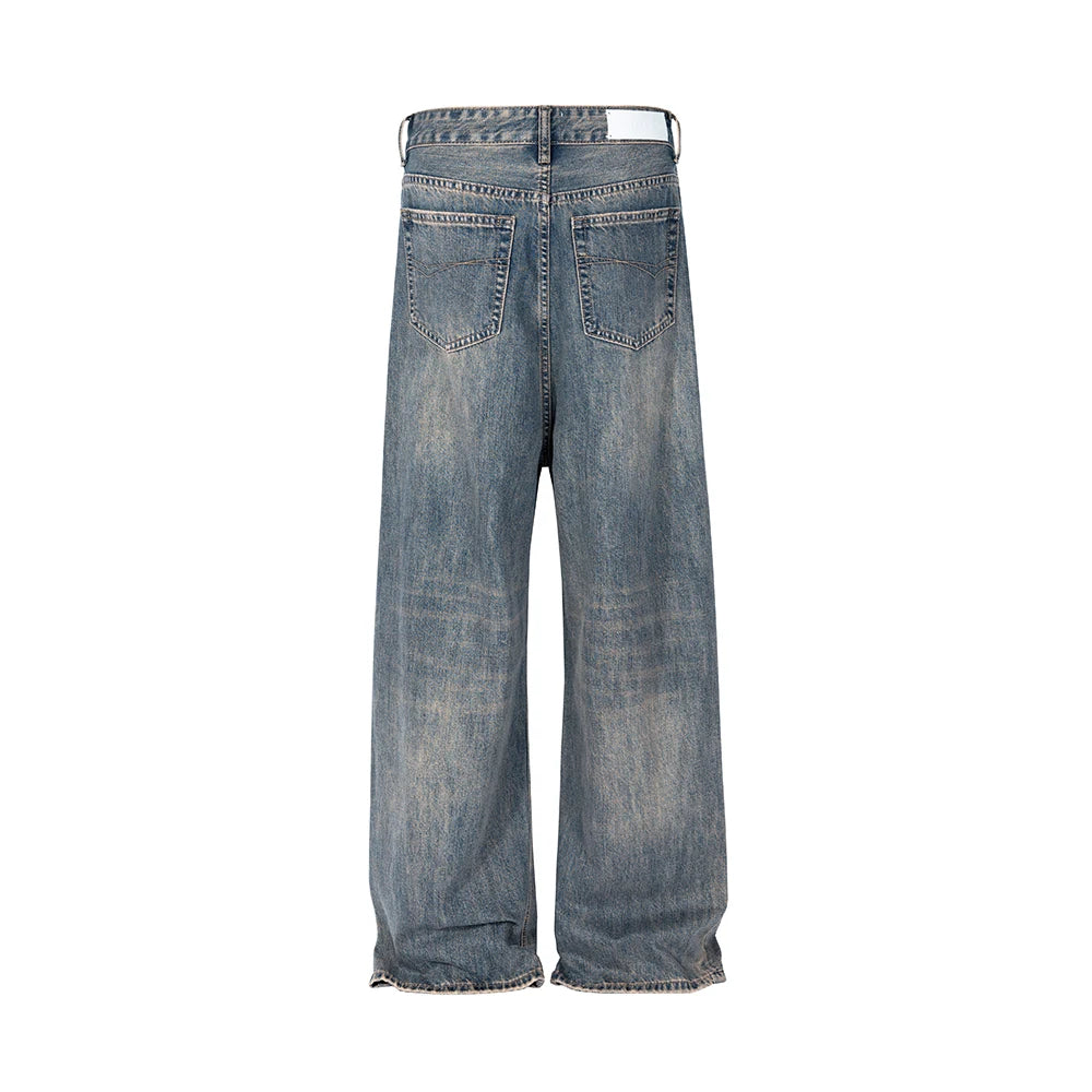 Y2k High Street Washed Blue Baggy Jeans for Men Straight Ropa Hombre Wide Leg Casual Denim Trousers Oversize Loose Cargo Pants