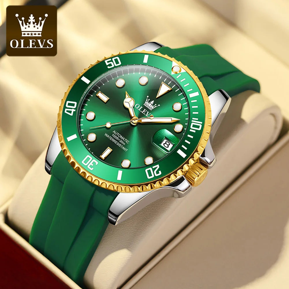 OLEVS 6650 Men's Watches Diving Series Waterproof Stainless steel Auto Date Automatic Mechanical Watch for Men