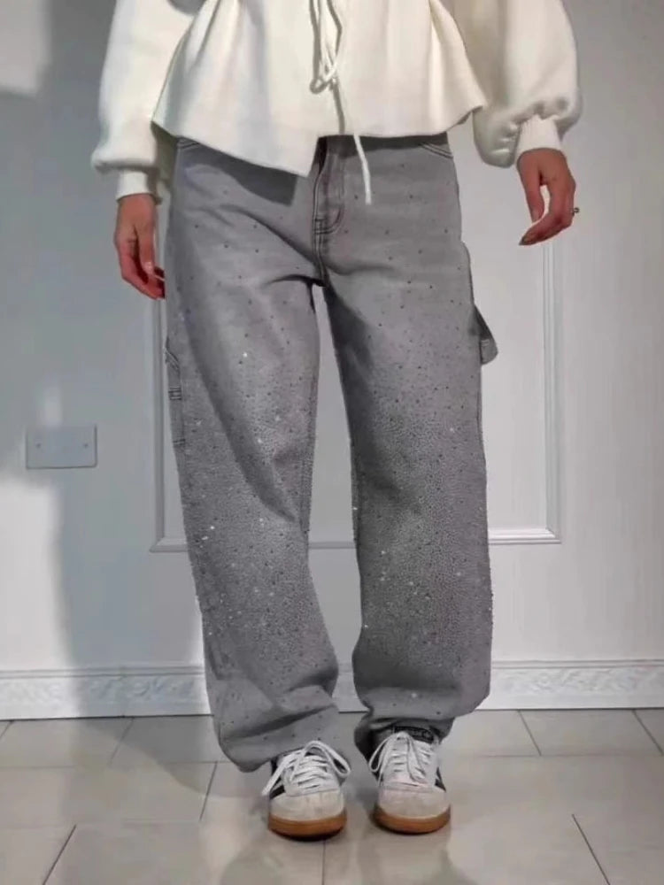 Women Autumn Winter Trouser Pants Solid Color High Waist Button Pockets Wide Leg Pants Casual Fashion Comfortable Regular Fit