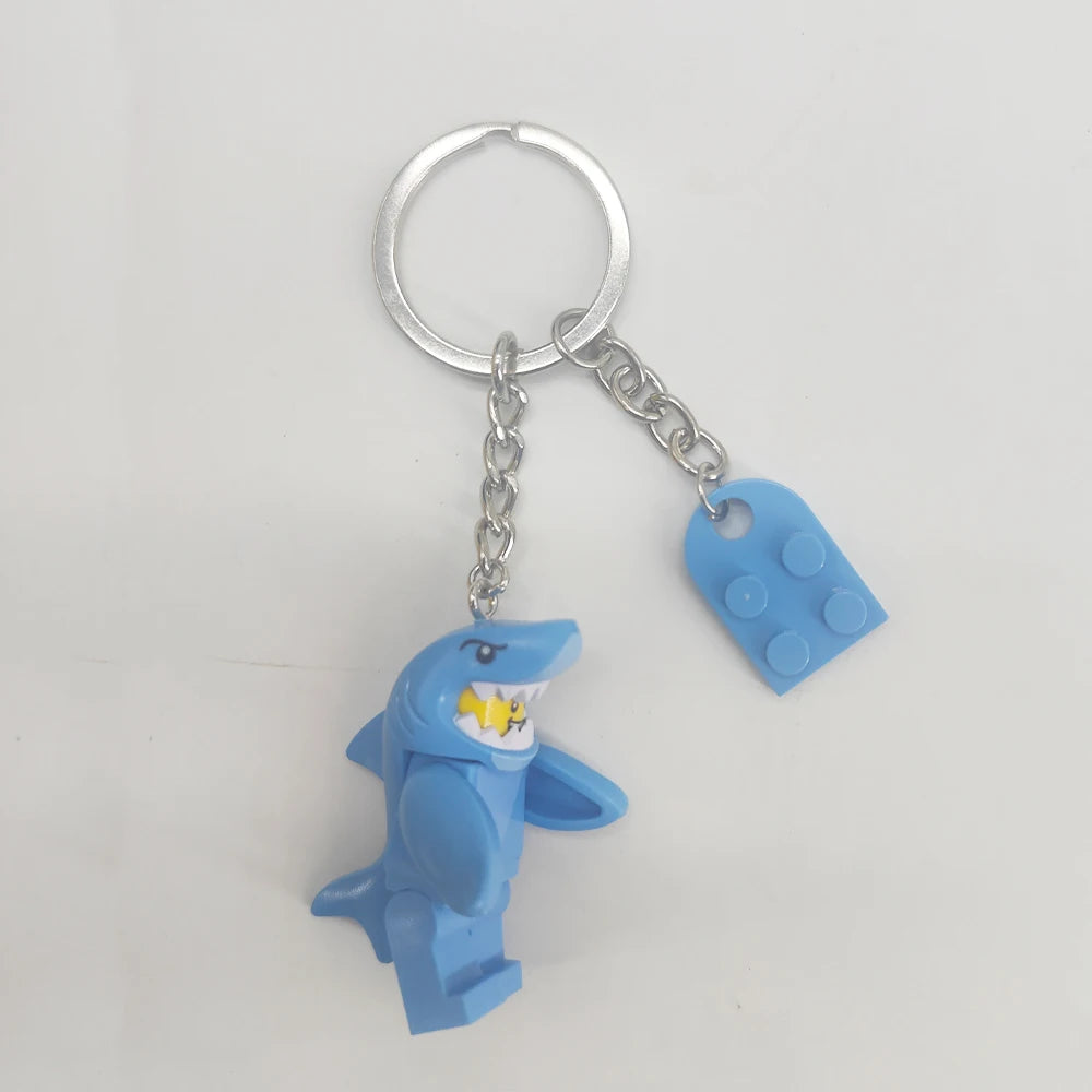Cartoon Shark Couple Keychains Set - Matching Pink & Blue Anime Keyring Charms for Lovers, Cute Bag/Car Decor Gift for Him Her
