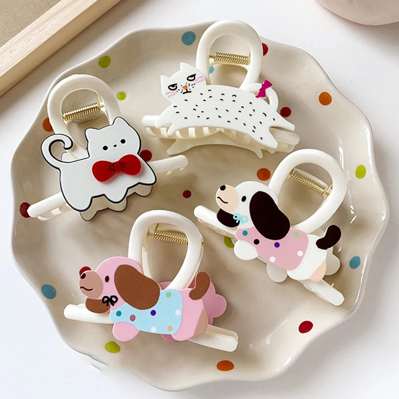 Cute Animal Dog Claw Shark Hair Clip for Women Stylish Half-Up Ponytail Headpiece High-End Feelings Fashion Accessory