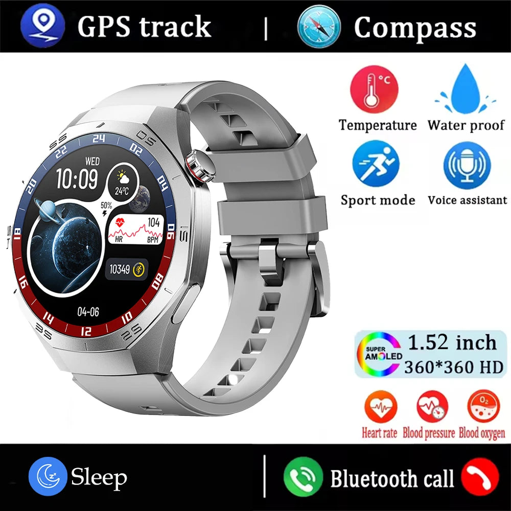 2025New For Huawei GT5 Pro Smart Watch Men HD AMOLED Screen GPS Motion trajectory HeartRate Bluetooth Call 1.52" SmartWatch IP68