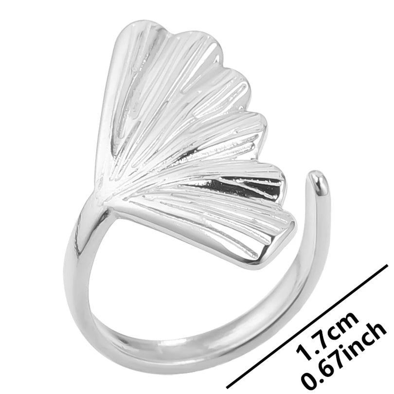Wholesale 6pcs Steel Color Rings Hug Snake Love Star Moon Shell Leaf Shaped Rings Stainless Steel Women Jewelry Charms No Fade