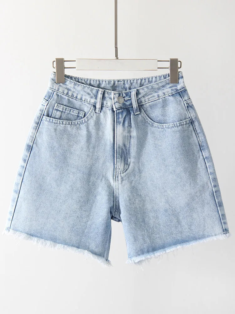 Blue Denim Shorts Women Jeans Long High Waist Loose Bermuda Shorts Woman Black Jean Straight Shorts For Women Summer 2024