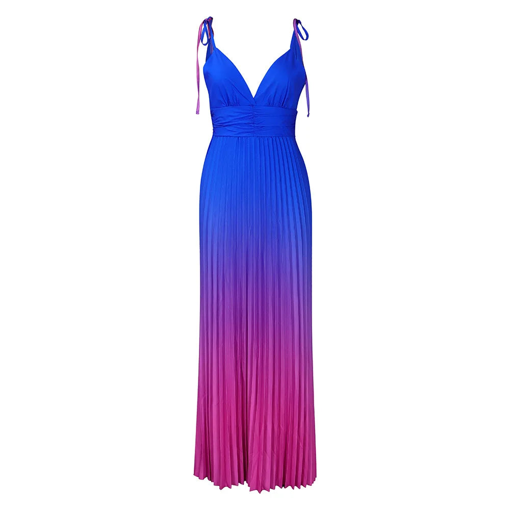 Womens Halter dresses Sexy drawstring cocktail Party dresses gradient summer Elegant evening dresses fashion long prom dress hy3