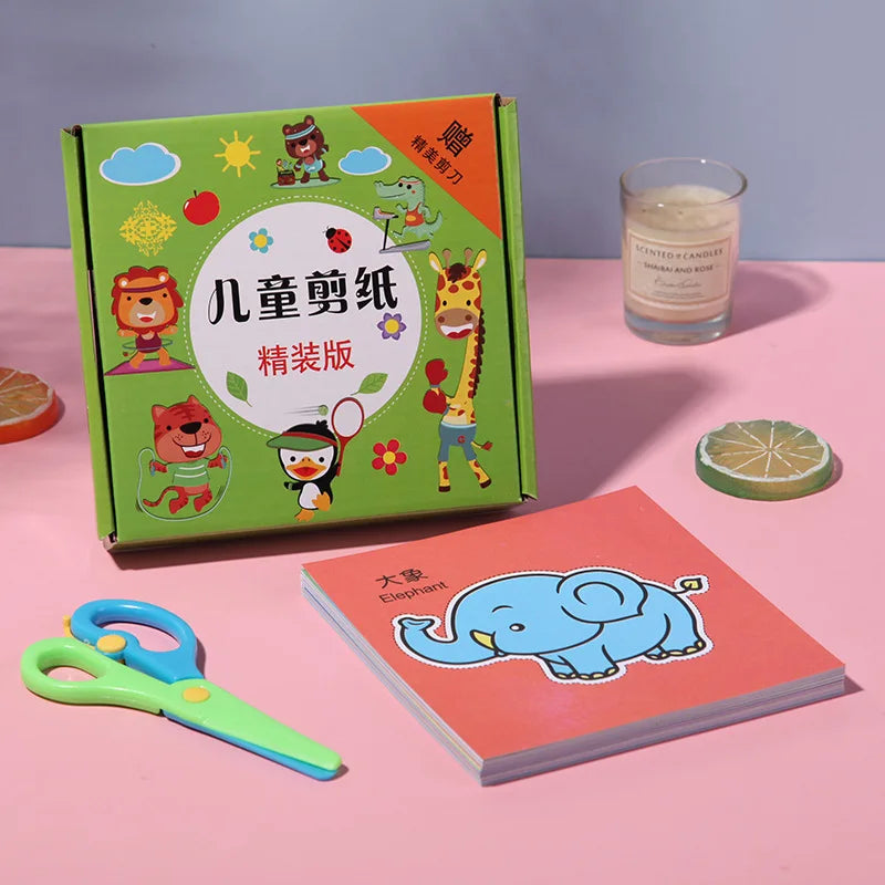 96Pcs Children DIY Colorful Paper Cutting Folding Kids Craft With Plastic Safe Scissors Concentration Training Educational Toys