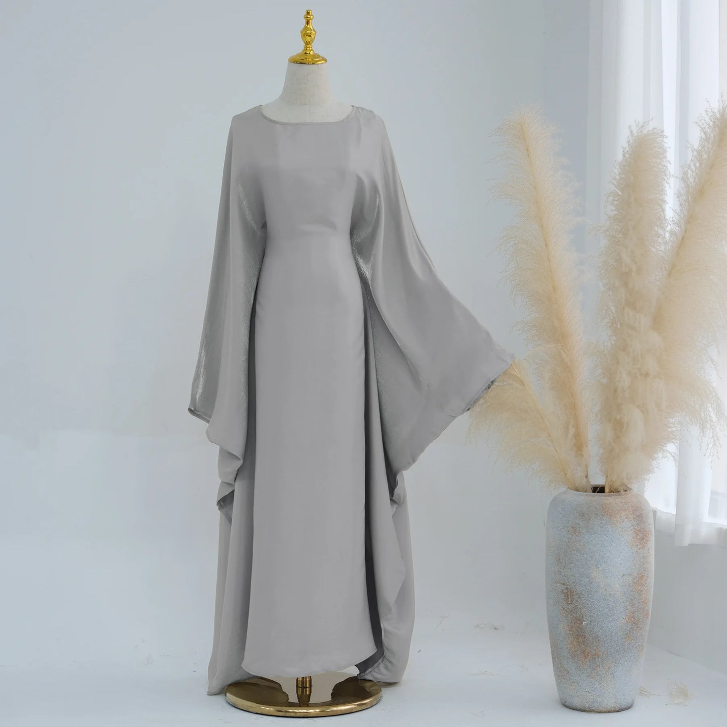 20 Colors Summer Butterfly Batwing Satin Shiny Abaya Dubai Luxury Islam Muslim Maxi Kaftan Dress Kebaya AbayasWomen Vestidos