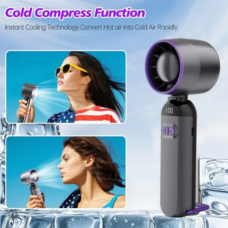 Foldable USB Charging Fan Strong Wind Outdoor Fan Digital Display Portable Fan for Outdoor Camping Trips