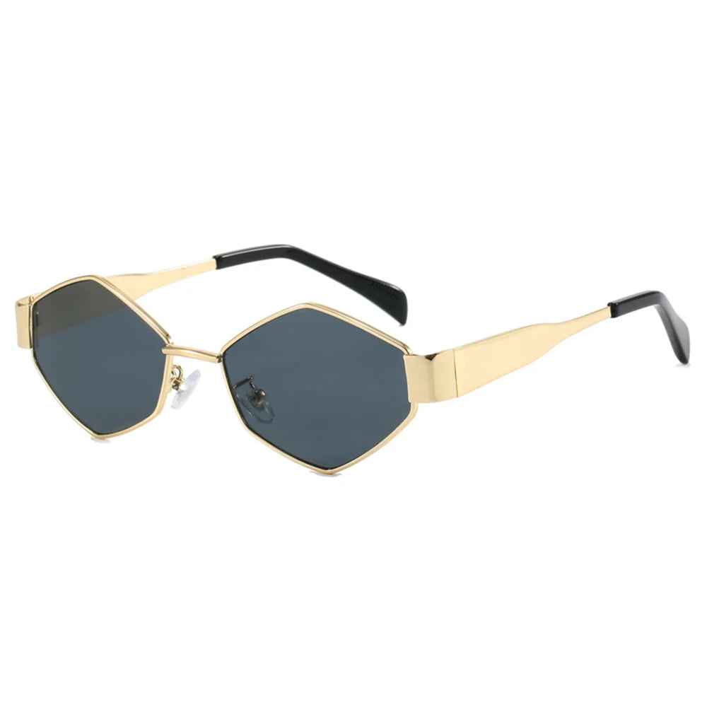 DDDLONG Punk Retro Sunglasses Women Luxury Classic Metal Frame Polygon Sun Glasses For Lady Vintage Shades Small Eyewear D460