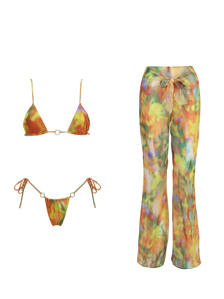 Sexy Print Pants Bathers Bathing Swimming Suit Push UP Bikini Set New Fashion Bikini Set Women Bathing Suit Beachwear 3 Pieces