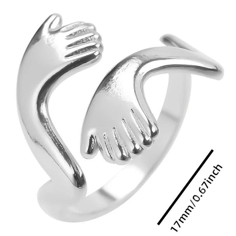 Wholesale 6pcs Steel Color Rings Hug Snake Love Star Moon Shell Leaf Shaped Rings Stainless Steel Women Jewelry Charms No Fade