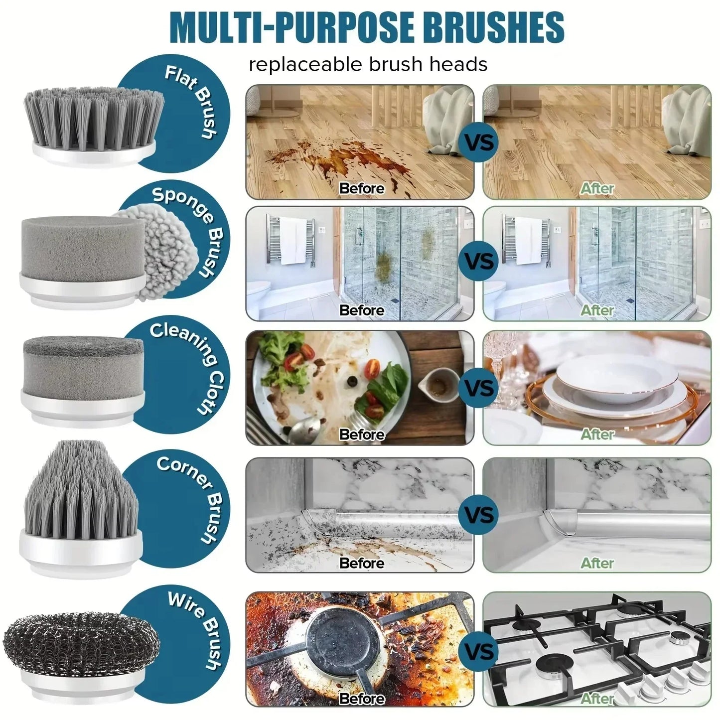 Xiaomi 6-in-1 Electric Cleaning Brush Home Appliances Wireless Electric Floor Scrubber Replaceable Brush Head Bathroom Kitchen