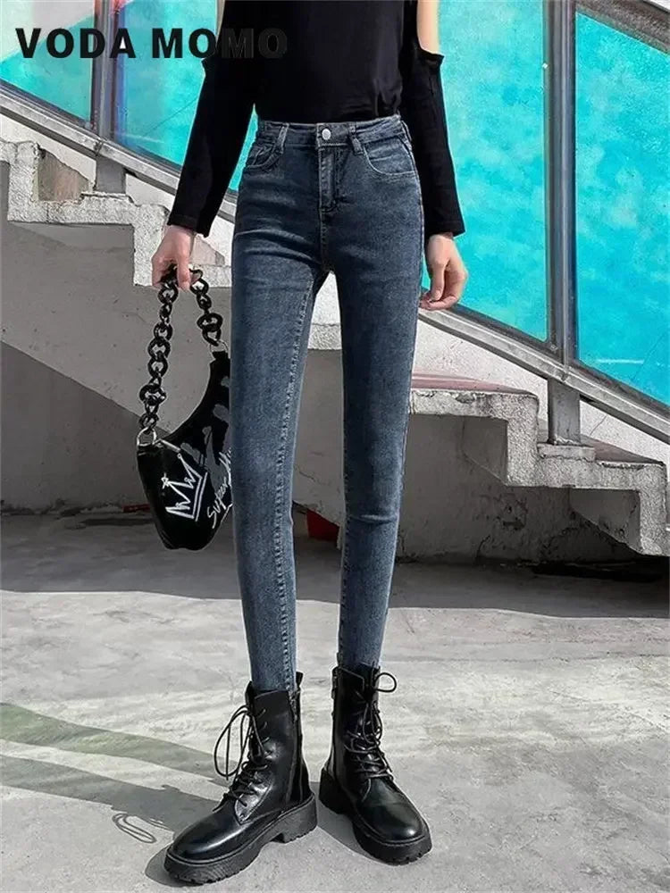 2023 New Female Spring Autumn Trousers Skinny Stretch Jean For woman High Waist pencilPants Vintage Slim Denim Pants Streetwear