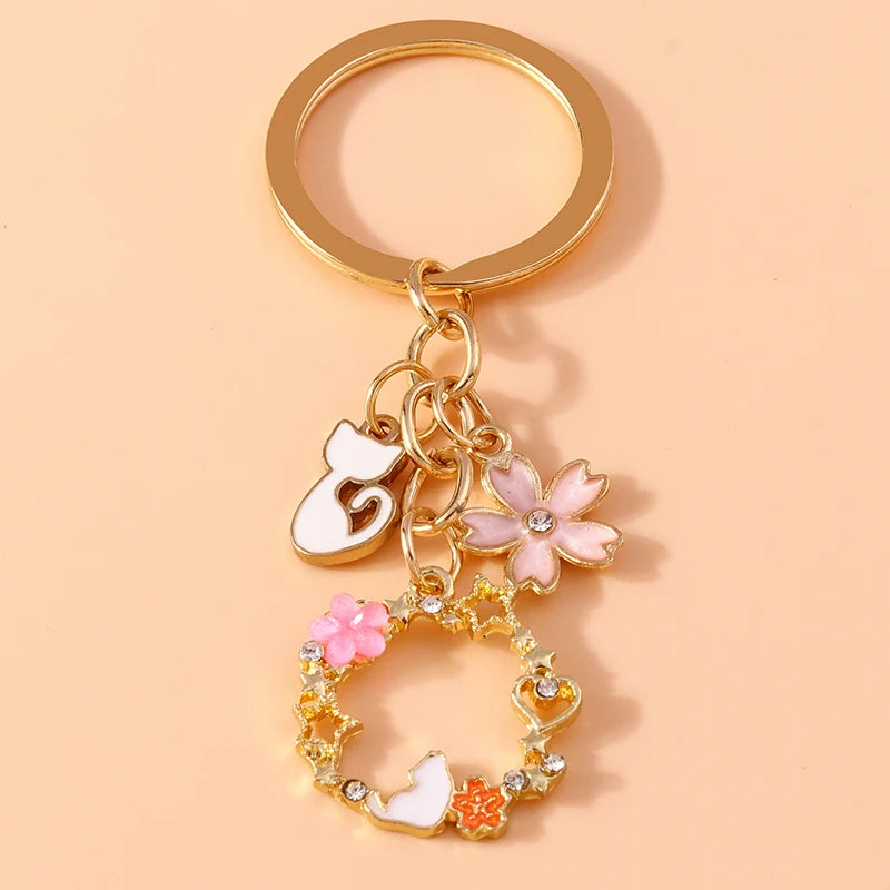 Cute Enamel Bee Keychain Flower Key Rings Pendants for Car Key Holder Women Girls Handbag Accessories Handmade Jewelry Gift