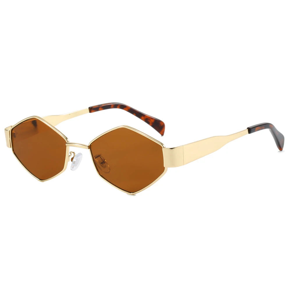 DDDLONG Punk Retro Sunglasses Women Luxury Classic Metal Frame Polygon Sun Glasses For Lady Vintage Shades Small Eyewear D460