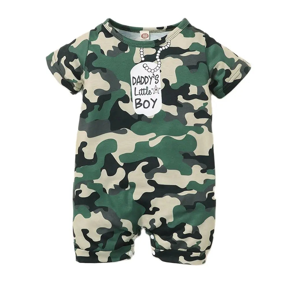 0-18 Months Newborn Baby Boy Summer Fashion Romper Daddy's Little Boy Camouflage Short Sleeve Jumpsuit Sport Style Streetwear